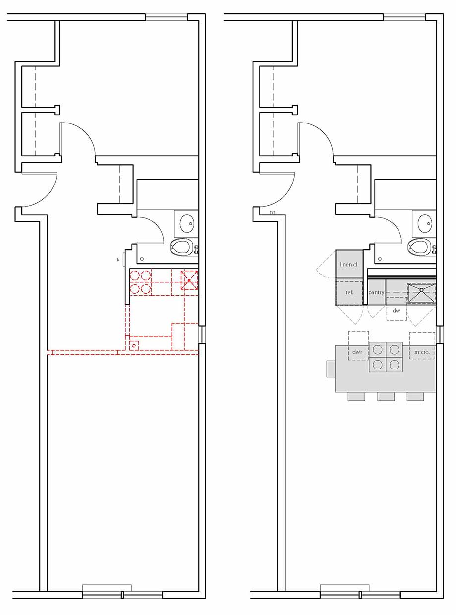 Floorplan design for Upper East Side kitchen renovation to maximise space
