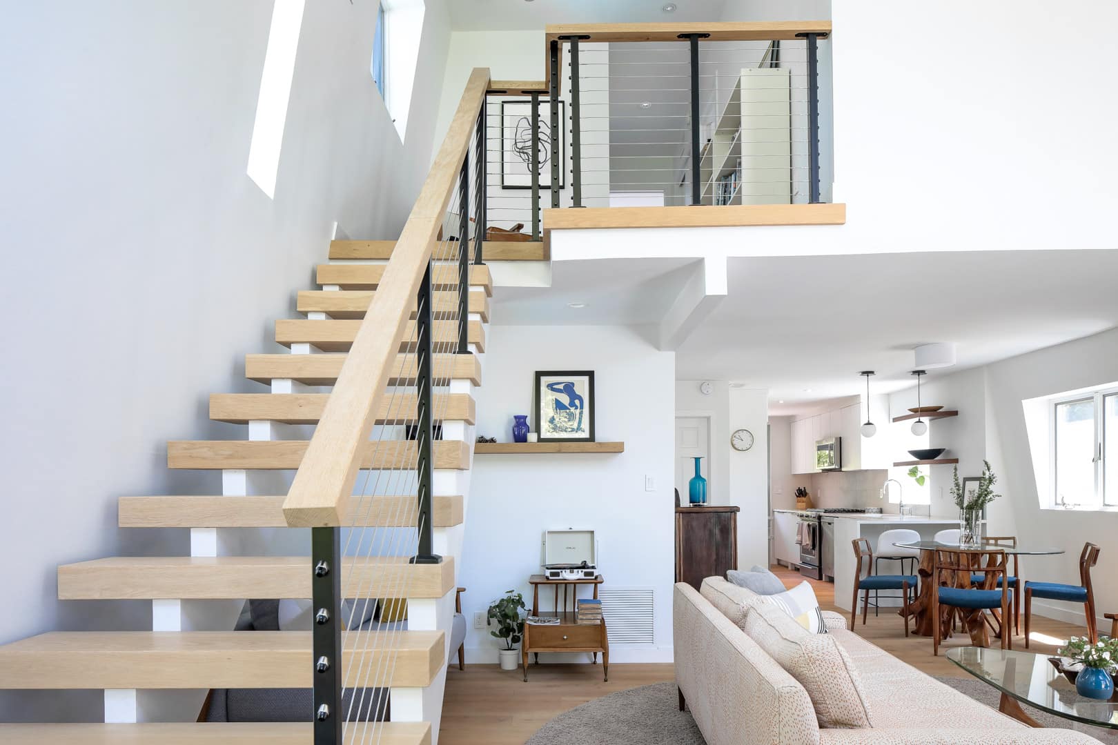 mid century modern stair interior design Hamptons